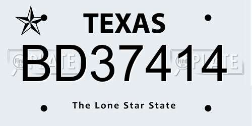 BD37414 Texas License Plate