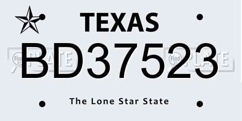 BD37523 Texas License Plate