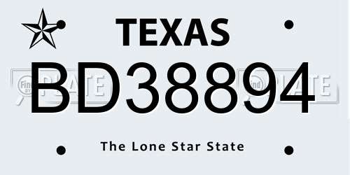 BD38894 Texas License Plate