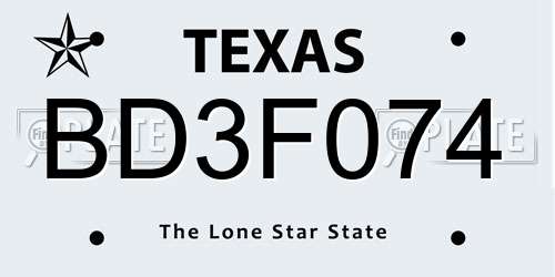 BD3F074 Texas License Plate