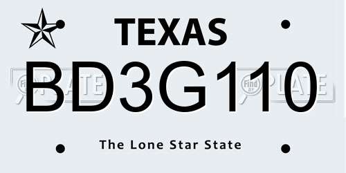 BD3G110 Texas License Plate