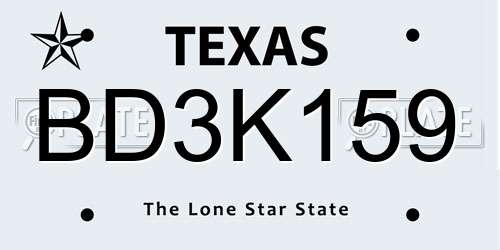 BD3K159 Texas License Plate