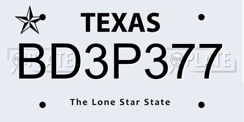 BD3P377 Texas License Plate