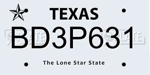 BD3P631 Texas License Plate