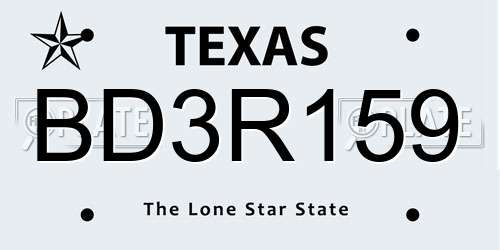 BD3R159 Texas License Plate