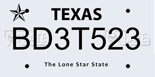 BD3T523 Texas License Plate