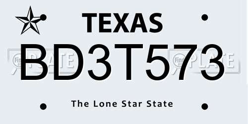 BD3T573 Texas License Plate