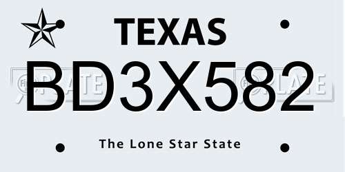 BD3X582 Texas License Plate