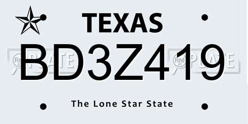 BD3Z419 Texas License Plate