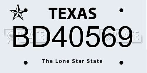 BD40569 Texas License Plate