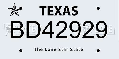 BD42929 Texas License Plate