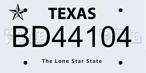 BD44104 Texas License Plate