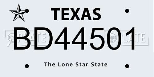 BD44501 Texas License Plate