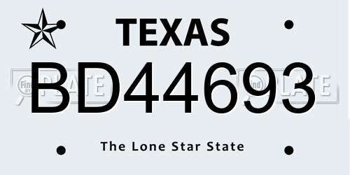 BD44693 Texas License Plate