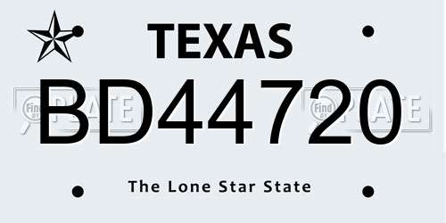 BD44720 Texas License Plate