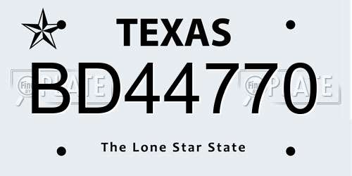 BD44770 Texas License Plate