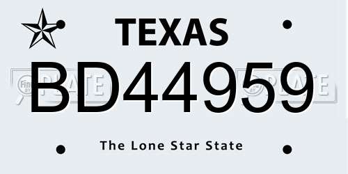 BD44959 Texas License Plate