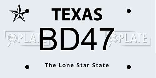 BD47 Texas License Plate