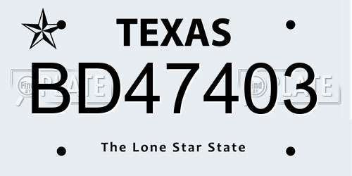 BD47403 Texas License Plate