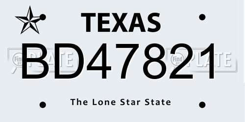 BD47821 Texas License Plate