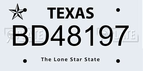 BD48197 Texas License Plate