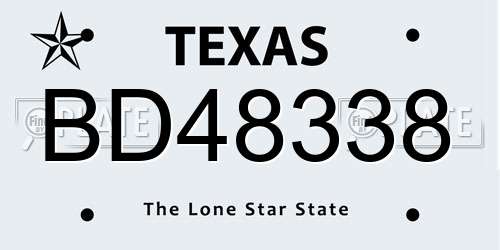BD48338 Texas License Plate