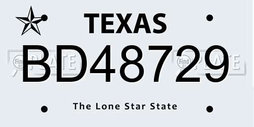 BD48729 Texas License Plate