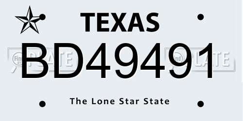 BD49491 Texas License Plate