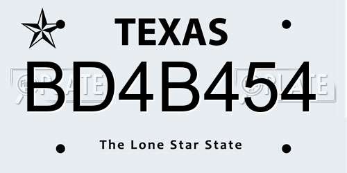 BD4B454 Texas License Plate