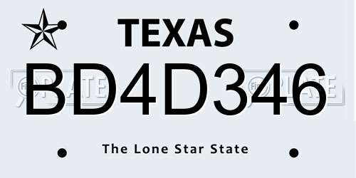 BD4D346 Texas License Plate