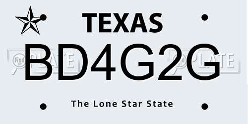 BD4G2G Texas License Plate