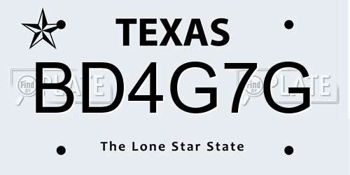BD4G7G Texas License Plate