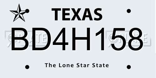 BD4H158 Texas License Plate