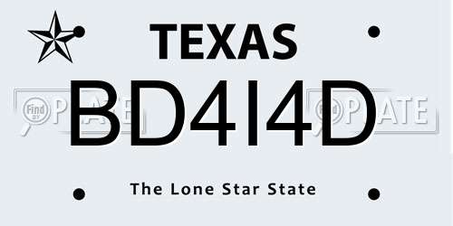 BD4I4D Texas License Plate