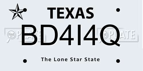 BD4I4Q Texas License Plate