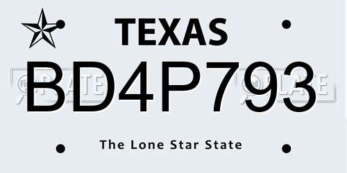 BD4P793 Texas License Plate