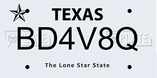 BD4V8Q Texas License Plate