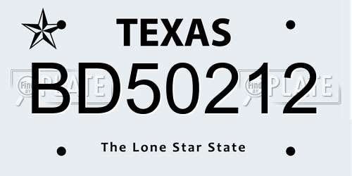 BD50212 Texas License Plate