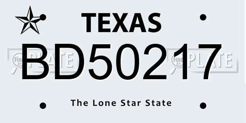 BD50217 Texas License Plate