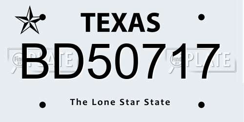 BD50717 Texas License Plate