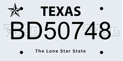 BD50748 Texas License Plate