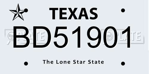 BD51901 Texas License Plate
