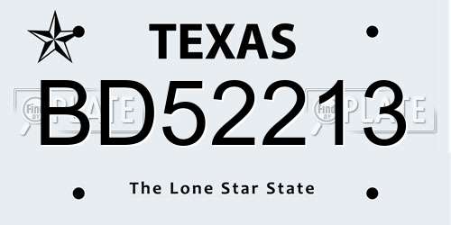 BD52213 Texas License Plate