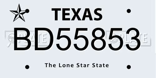 BD55853 Texas License Plate