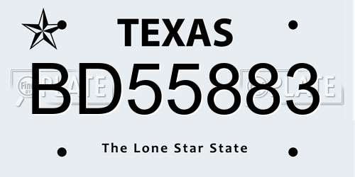 BD55883 Texas License Plate