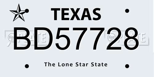 BD57728 Texas License Plate