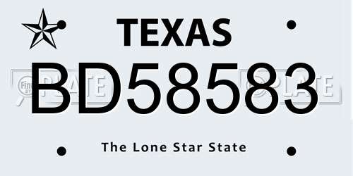 BD58583 Texas License Plate