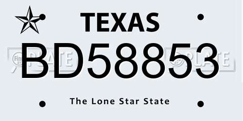 BD58853 Texas License Plate
