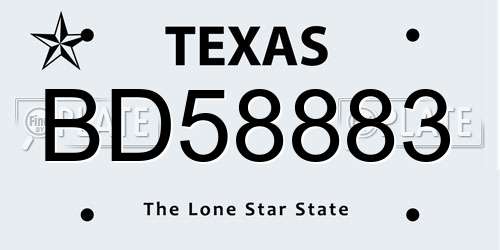 BD58883 Texas License Plate