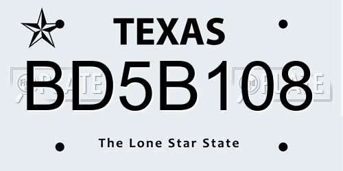 BD5B108 Texas License Plate